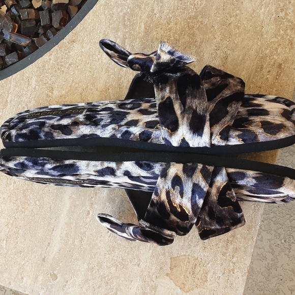 Rachel Zoe animal print velvet slides slippers size 9 - Picture 6 of 9